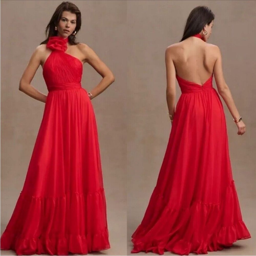 MAC DUGGAL Tiered Asymmetrical Halter A-Line Gown 68209